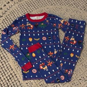 Hanna Andersson Marvel Christmas Red and Blue Superhero PJs sz 12